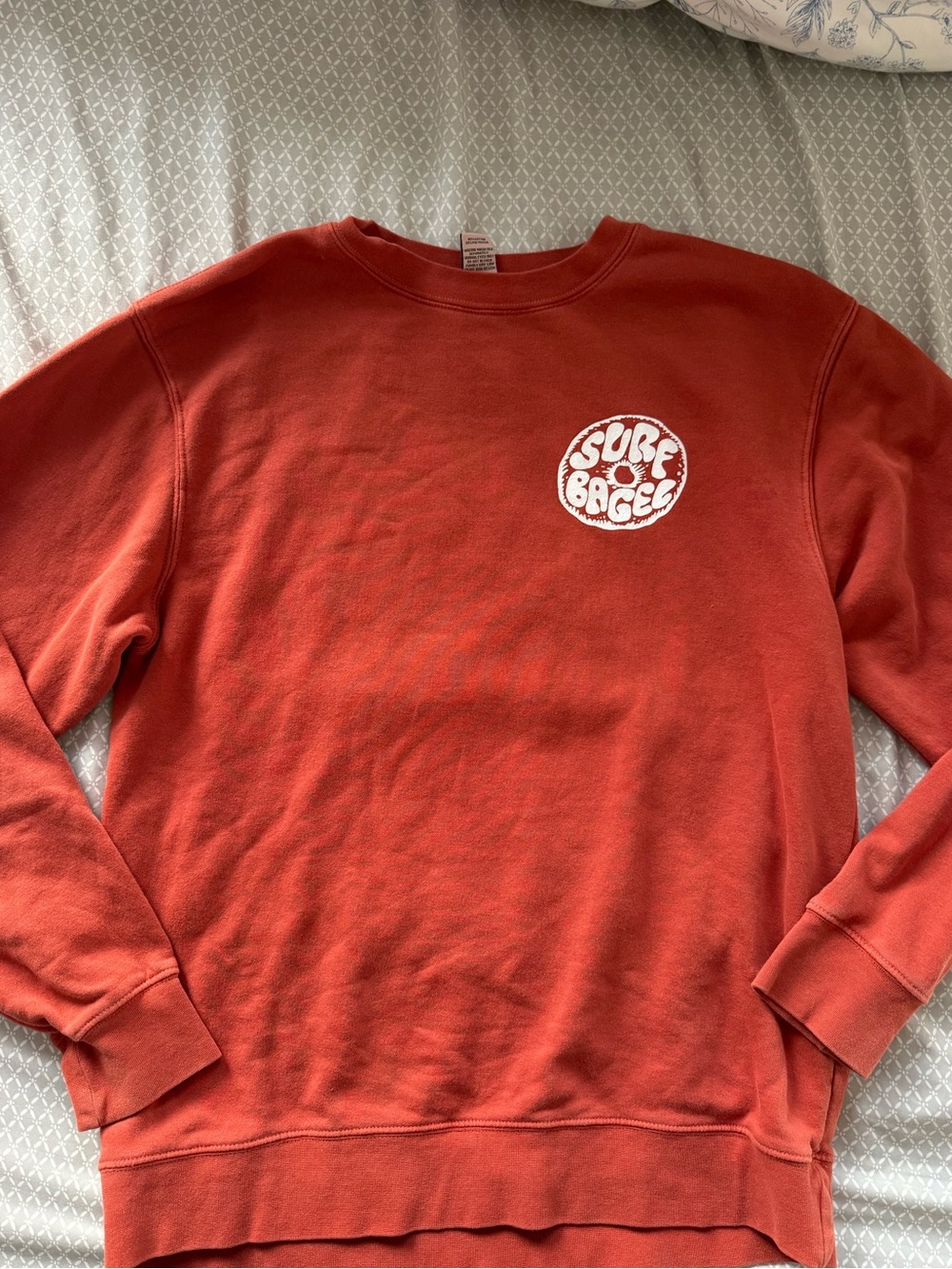 Surf Bagel Rust Orange Graphic Crewneck Sweatshirt Size Medium